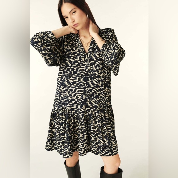 ba&sh Dresses & Skirts - ba&sh Aisha Mini Long sleeve Dress in Blue Graphic NWT